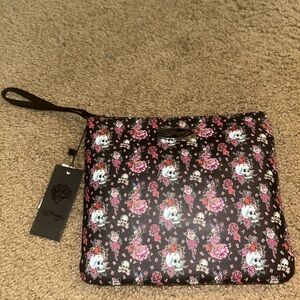 Ed Hardy Black and Pink Skull Wristlet